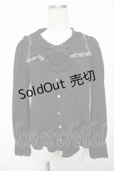 axes femme kawaii / スカラップバラ刺繍ブラウス M 黒 Y-25-11-30-064-AX-BL-SZ-ZY