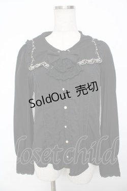 画像1: axes femme kawaii / スカラップバラ刺繍ブラウス M 黒 Y-25-11-30-064-AX-BL-SZ-ZY
