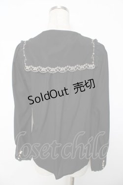 画像2: axes femme kawaii / スカラップバラ刺繍ブラウス M 黒 Y-25-11-30-064-AX-BL-SZ-ZY