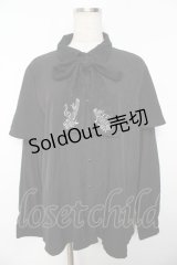 axes femme / メロディ刺繍ケープ袖ブラウス L 黒 Y-25-11-30-065-AX-BL-SZ-ZY