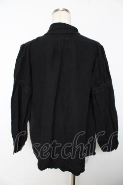 画像2: axes femme / 刺繍入りリボンロングブラウス M 黒 Y-25-11-30-066-AX-BL-SZ-ZY