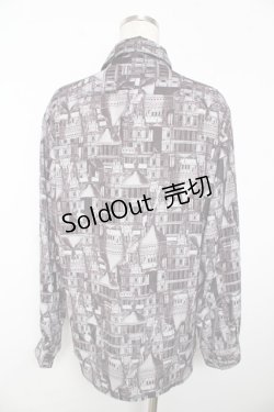 画像2: AXES-X / 北欧建物プリントシャツ M 黒 Y-25-11-30-067-LO-BL-SZ-ZY