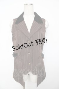 axes femme kawaii / ストライプロングベスト M 茶 Y-25-11-30-068-AX-JA-SZ-ZY