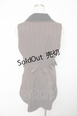 画像2: axes femme Kawaii / ストライプロングベスト M 茶 Y-25-11-30-068-AX-JA-SZ-ZY