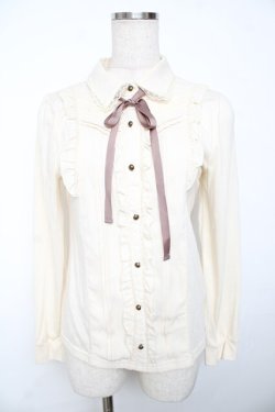 画像1: axes femme / 前立てデザインブラウス風プルオーバー  生成り Y-25-11-30-070-AX-TO-SZ-ZY