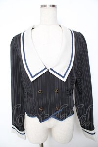 axes femme kawaii / ストライプダブルボタンジャケット M 黒 Y-25-11-30-078-AX-JA-SZ-ZY