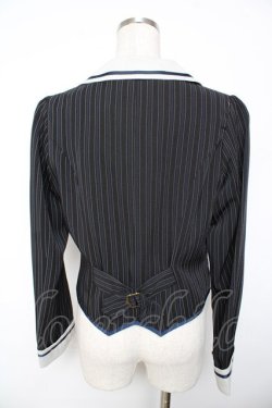 画像2: axes femme kawaii / ストライプダブルボタンジャケット M 黒 Y-25-11-30-078-AX-JA-SZ-ZY