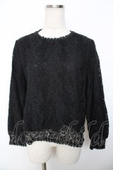 an another angelus / パール釦使い総レースブラウス  黒 Y-25-11-30-079-CA-BL-SZ-ZY