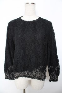 an another angelus / パール釦使い総レースブラウス  黒 Y-25-11-30-079-CA-BL-SZ-ZY