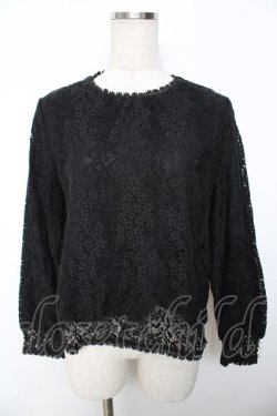 画像1: an another angelus / パール釦使い総レースブラウス  黒 Y-25-11-30-079-CA-BL-SZ-ZY