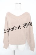F&A / バックレースアップVネックニットプルオーバー  ブラウン Y-25-11-30-081-LO-TO-SZ-ZI