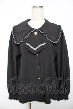 画像1: majoretty / タイ付きブラウス  黒 Y-25-11-30-084-LO-BL-SZ-ZY