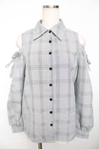 MA*RS / チェック肩あきブラウス  グレー Y-25-11-30-085-EL-BL-SZ-ZY