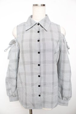 画像1: MA*RS / チェック肩あきブラウス  グレー Y-25-11-30-085-EL-BL-SZ-ZY