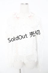 Aurora＆Ariel / フラワーレースブラウス XL 白×ピンク Y-25-11-30-086-LO-BL-SZ-ZY