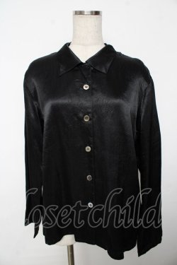 画像1: powder / しわ加工サテンブラウス F 黒 Y-25-11-30-088-LO-BL-SZ-ZY