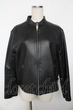 画像1: powder / ベルトデザインレザージャケット F 黒 Y-25-11-30-089-LO-JA-SZ-ZY