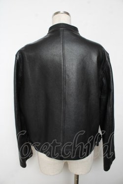 画像2: powder / ベルトデザインレザージャケット F 黒 Y-25-11-30-089-LO-JA-SZ-ZY