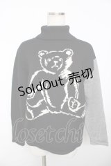 powder / テディハイネックニット F 黒×グレー Y-25-11-30-091-LO-TO-SZ-ZY