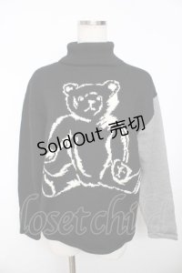 powder / テディハイネックニット F 黒×グレー Y-25-11-30-091-LO-TO-SZ-ZY