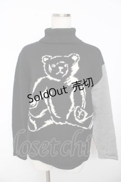 画像1: powder / テディハイネックニット F 黒×グレー Y-25-11-30-091-LO-TO-SZ-ZY