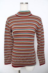 powder / ハイネックボーダーニット F ボルドー Y-25-11-30-092-LO-TO-SZ-ZY