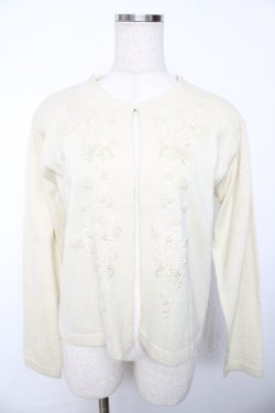 画像1: powder / バラモチーフカーディガン F アイボリー Y-25-11-30-094-LO-TO-SZ-ZY