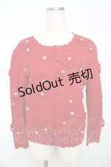 KETTY / カメリアモチーフニットカーディガン F 赤 Y-25-11-30-098-EL-TO-SZ-ZY