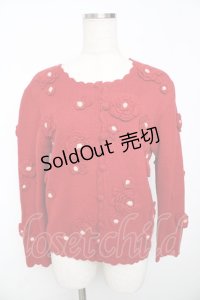 KETTY / カメリアモチーフニットカーディガン F 赤 Y-25-11-30-098-EL-TO-SZ-ZY