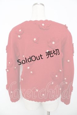 画像2: KETTY / カメリアモチーフニットカーディガン F 赤 Y-25-11-30-098-EL-TO-SZ-ZY