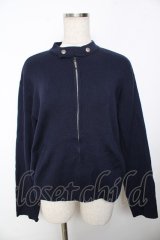 powder / スタンドカラーZIPニットパーカー F 紺 Y-25-11-30-100-LO-TO-SZ-ZY