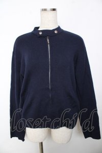 powder / スタンドカラーZIPニットパーカー F 紺 Y-25-11-30-100-LO-TO-SZ-ZY