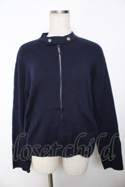 画像1: powder / スタンドカラーZIPニットパーカー F 紺 Y-25-11-30-100-LO-TO-SZ-ZY
