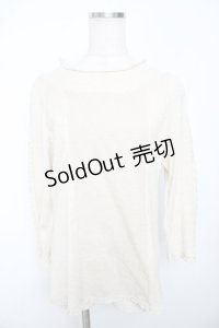 powder / 麻綿切り替えトップス F 生成り Y-25-11-30-103-LO-TO-SZ-ZY