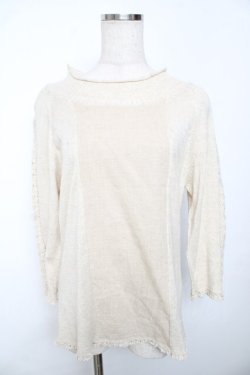 画像1: powder / 麻綿切り替えトップス F 生成り Y-25-11-30-103-LO-TO-SZ-ZY