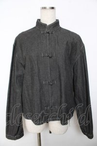 powder / チャイナボタンジャケット F 黒 Y-25-11-30-104-LO-JA-SZ-ZY