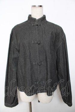 画像1: powder / チャイナボタンジャケット F 黒 Y-25-11-30-104-LO-JA-SZ-ZY