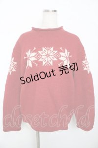 powder / 結晶セーター F 赤 Y-25-11-30-107-LO-TO-SZ-ZY