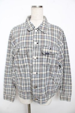 画像1: powder / チェック柄ジャケット F 黒ベース Y-25-11-30-108-LO-JA-SZ-ZY