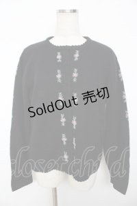 powder / お花ビーズカーディガン F 黒 Y-25-11-30-110-LO-TO-SZ-ZY