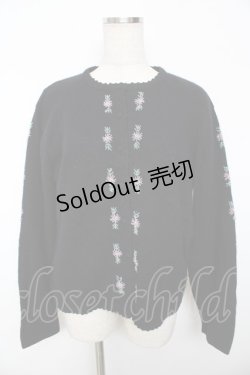 画像1: powder / お花ビーズカーディガン F 黒 Y-25-11-30-110-LO-TO-SZ-ZY