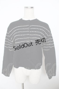 画像1: powder / ステッチウールカーディガン F 黒 Y-25-11-30-114-LO-TO-SZ-ZY