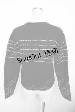 画像2: powder / ステッチウールカーディガン F 黒 Y-25-11-30-114-LO-TO-SZ-ZY