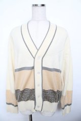powder / 配色ボーダーカーディガン F 生成り Y-25-11-30-115-LO-TO-SZ-ZY