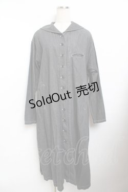 画像1: powder / セーラーカラーシャツワンピース F 黒 Y-25-11-30-117-LO-OP-SZ-ZY