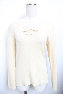 画像1: WONDERFUL WORLD / リボン付きニット F 生成り Y-25-11-30-120-LO-TO-SZ-ZY