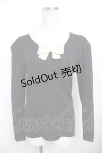 WONDERFUL WORLD / リボン付きニット F 黒 Y-25-11-30-121-LO-TO-SZ-ZY