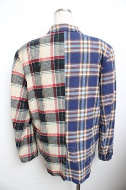 画像2: powder / チェック柄テーラードジャケット F ベージュ×紺 Y-25-11-30-123-LO-JA-SZ-ZY