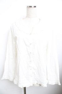 powder / フリル長袖ブラウス F 白 Y-25-11-30-126-LO-JA-SZ-ZY