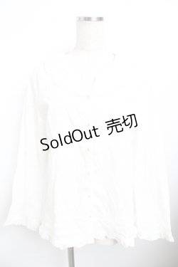 画像1: powder / フリル長袖ブラウス F 白 Y-25-11-30-126-LO-JA-SZ-ZY